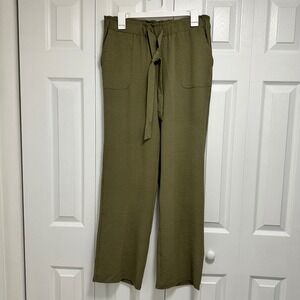 Chloe + Jasmine Olive Green Wide Leg Paperbag Waist Tie Pants Sz M
